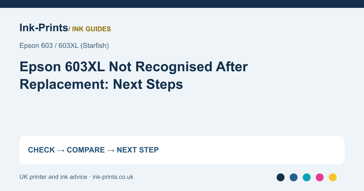 Epson 603XL Not Recognised After Replacement: Next Steps - illustrated selection or diagnostic guide