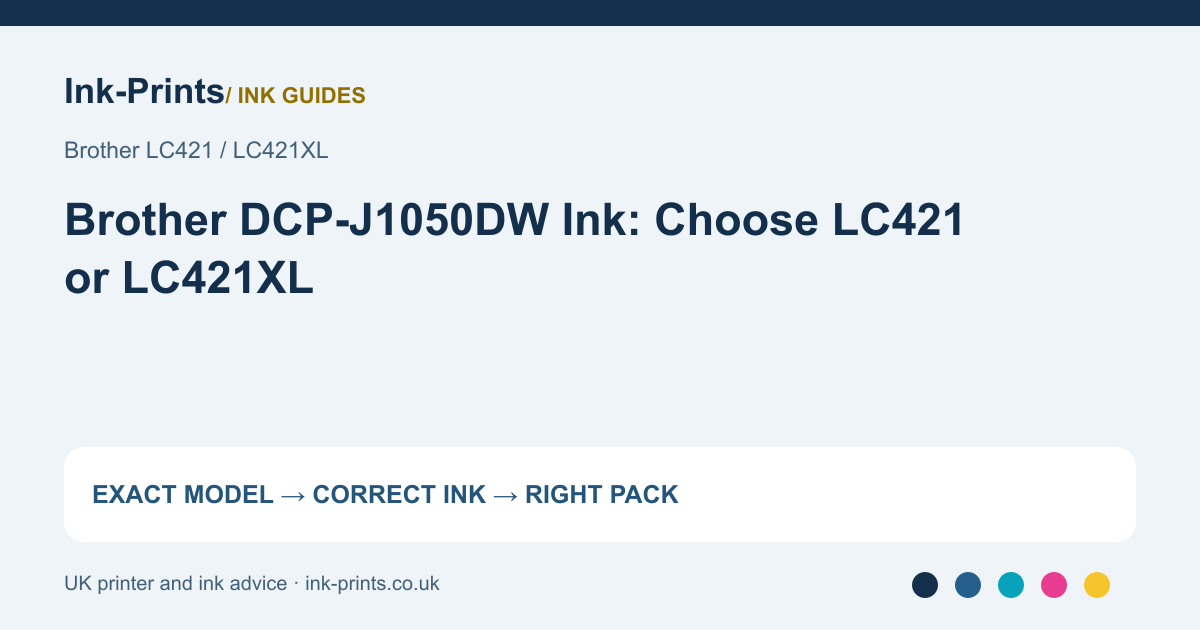 Brother DCP-J1050DW Ink: Choose LC421 or LC421XL - illustrated selection or diagnostic guide