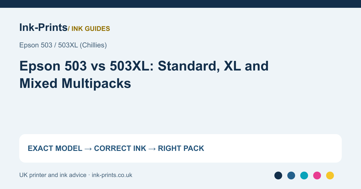 Epson 503 vs 503XL: Standard, XL and Mixed Multipacks - illustrated selection or diagnostic guide