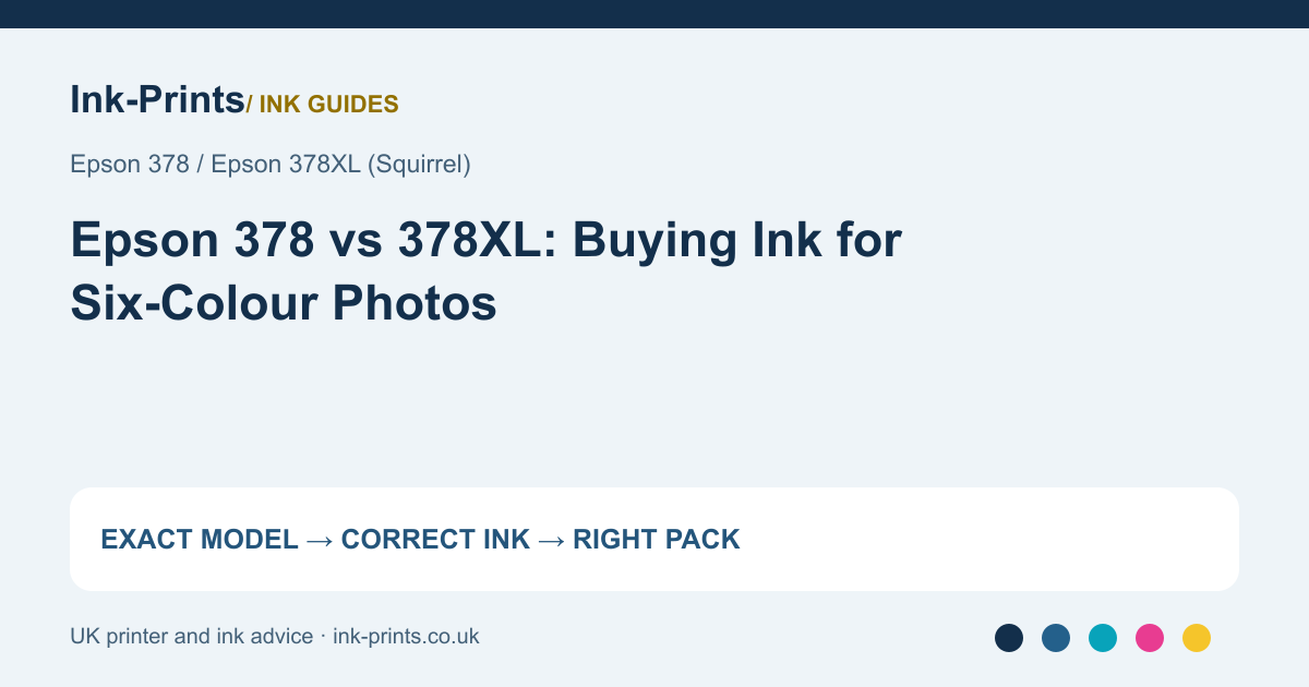 Epson 378 vs 378XL: Buying Ink for Six-Colour Photos - illustrated selection or diagnostic guide