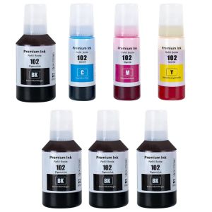 Compatible Epson 102 Ink Bottles for ET-2950 ET-3950 ET-4950 ET-4856 CMYK Set + 3 Extra Black