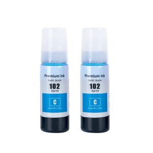 2x Compatible Epson 102 Cyan Ink Bottles for ET-2950 ET-3950 ET-4950 ET-4856