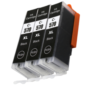 Compatible Canon PGI-570PGBKXL Black Ink (3 Pack) for TS8052, TS8053, TS9050, TS9055