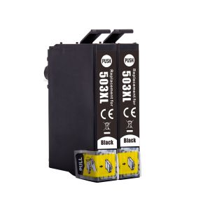 Compatible 2 Black Epson 503XL High Capacity Ink Cartridges (Replaces Epson 503XL Chillies)