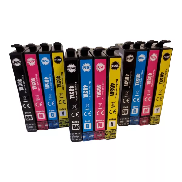 Compatible Epson 405XL 12 Ink Cartridges (3 Black, 3 Cyan, 3 Magenta, 3 Yellow) for Epson WF-3820DWF WF-3825DWF WF-4830DTWF