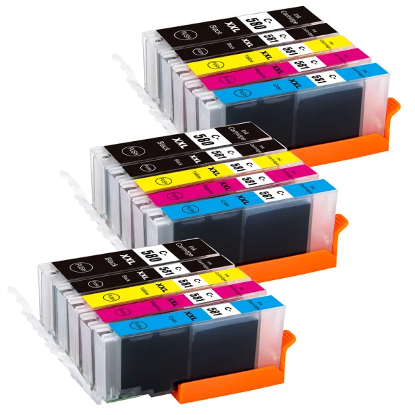 Compatible Canon PGI-580/CLI-581XXL Multipack Ink (15 Pack) for TS8250, TS8251, TS8252, TS8350