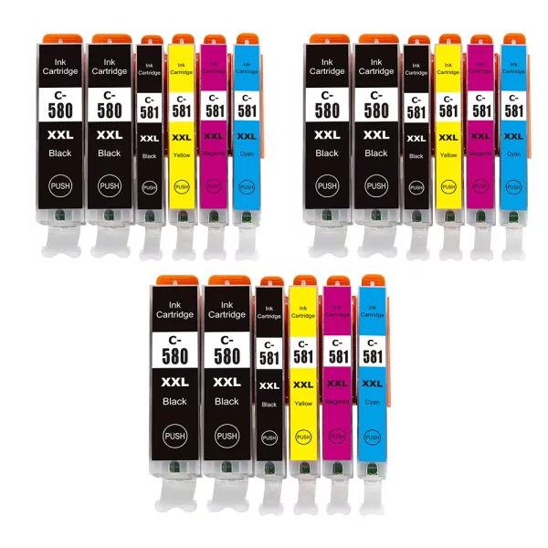 Compatible Canon PGI-580/CLI-581XXL Multipack Ink (18 Pack) for TS6151, TS6250, TS6251, TS6350