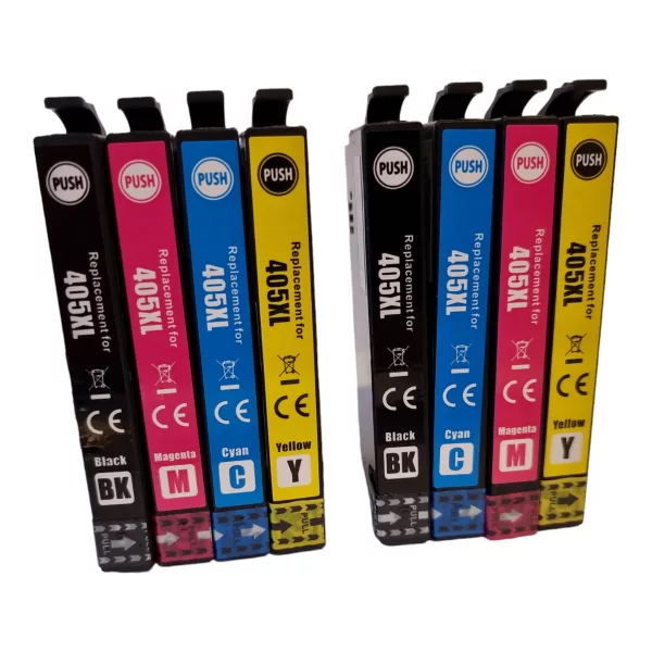Compatible Epson 405XL 8 Ink Cartridges (2 Black, 2 Cyan, 2 Magenta, 2 Yellow) for Epson WF-3820DWF WF-3825DWF WF-4830DTWF