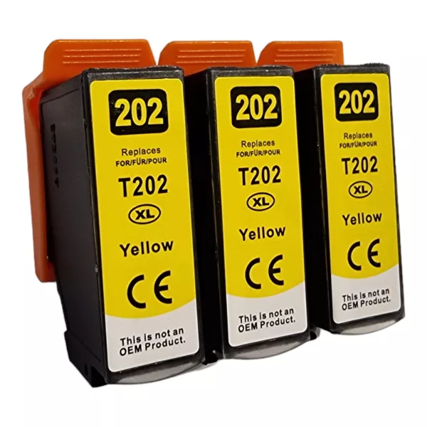 Compatible Epson 202XL Yellow Ink (3 Pack) for XP-6000, XP-6005, XP-6100, XP-6105