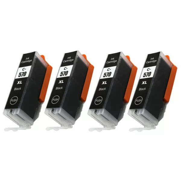 Compatible Canon PGI-570PGBKXL Black Ink (4 Pack) for TS5051, TS5053, TS5055, TS6050