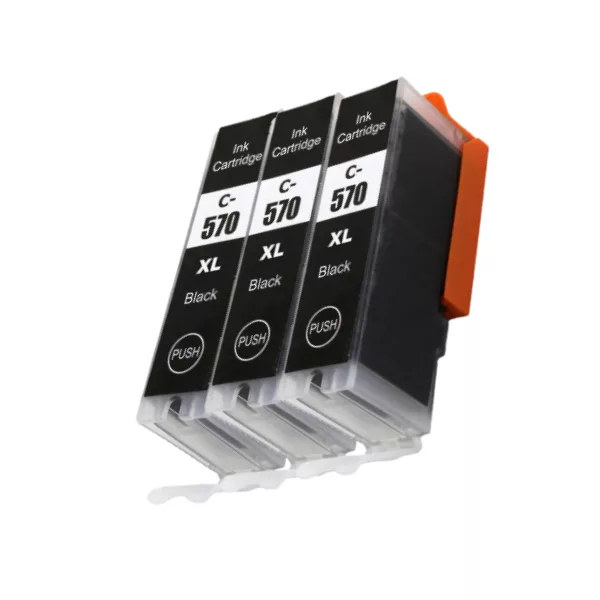 Compatible Canon PGI-570PGBKXL Black Ink (3 Pack) for TS8052, TS8053, TS9050, TS9055