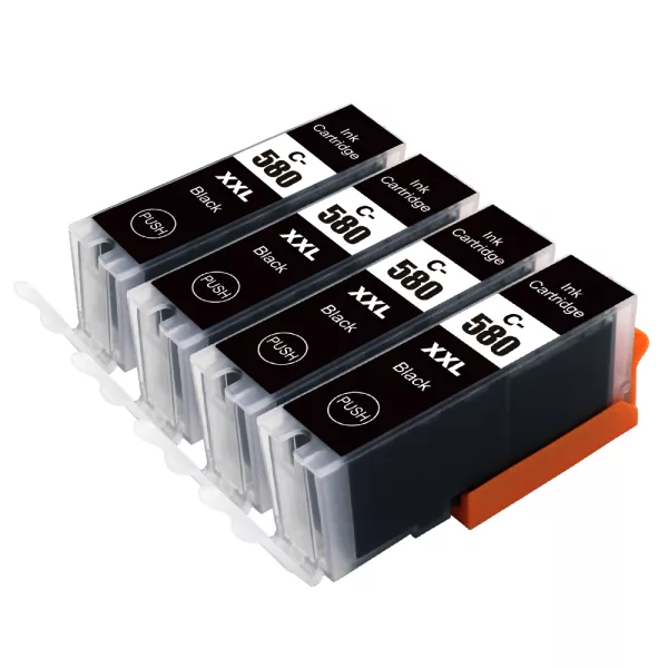Compatible Canon PGI-580PGBKXXL Black Ink (4 Pack) for TS705, TR7550, TR8550, TS6150
